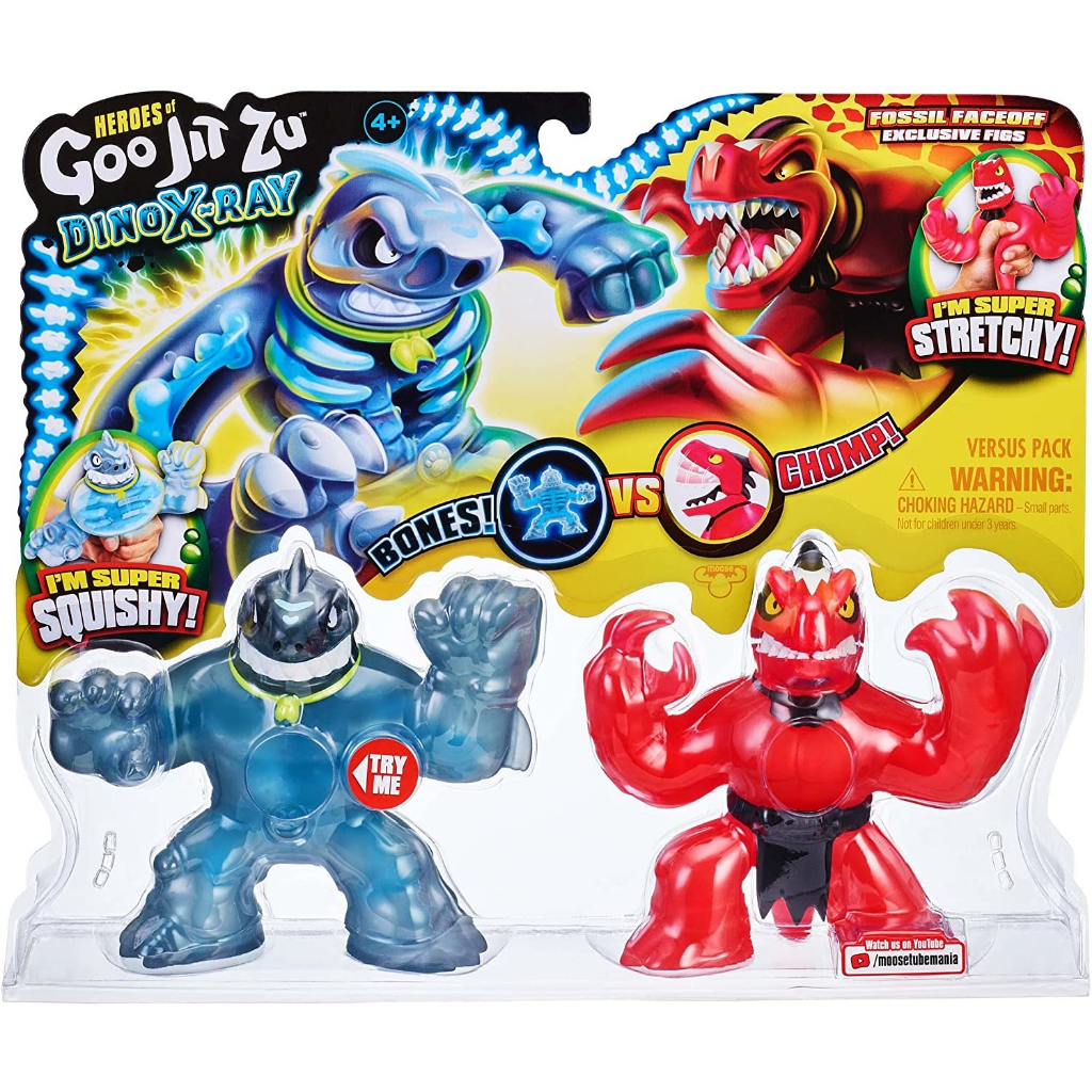 Pack c/ 2 Boneco Elástico Heroes of Goo Jit Zu Dino X-Ray - 12 cm
