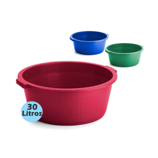 Kit 3 Bacias Plástica 30 Litros Para Roupa Lavanderia Redonda Grande