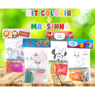 Kit Colorir + Massinha Festa Infantil Diversos Temas