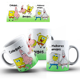 Caneca Bob Esponja e Patrick Colegas Amigos Melhores Amigos