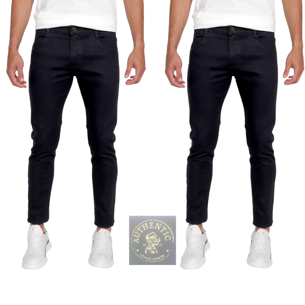 Kit 2 Calça Jeans Masculina Tradicional Reta Slim Com Strech Lycra