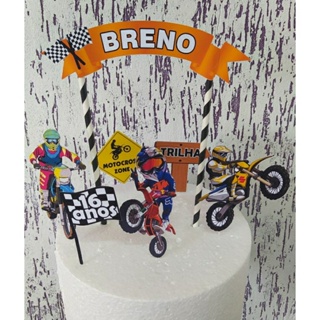 Topo Topper Para Bolo Personalizado Motocross Motos - R$ 39,9