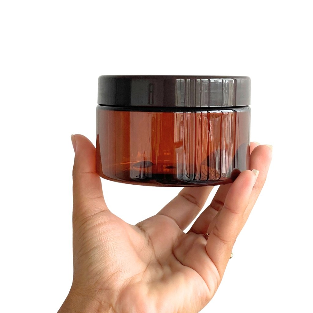Pote ambar 300ml com tampa rosca para Algodão, Máscara de cabelo