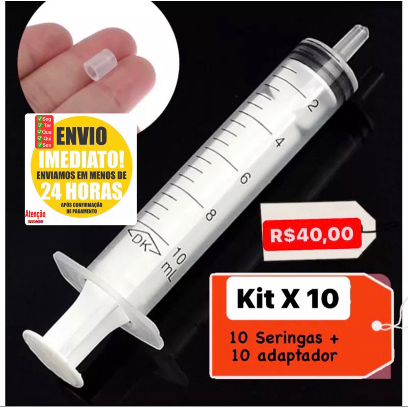 Dispensador em Seringa kit 20 pcs Para Decant de Perfume Transferidor de Perfume 10mL com anel adaptador
