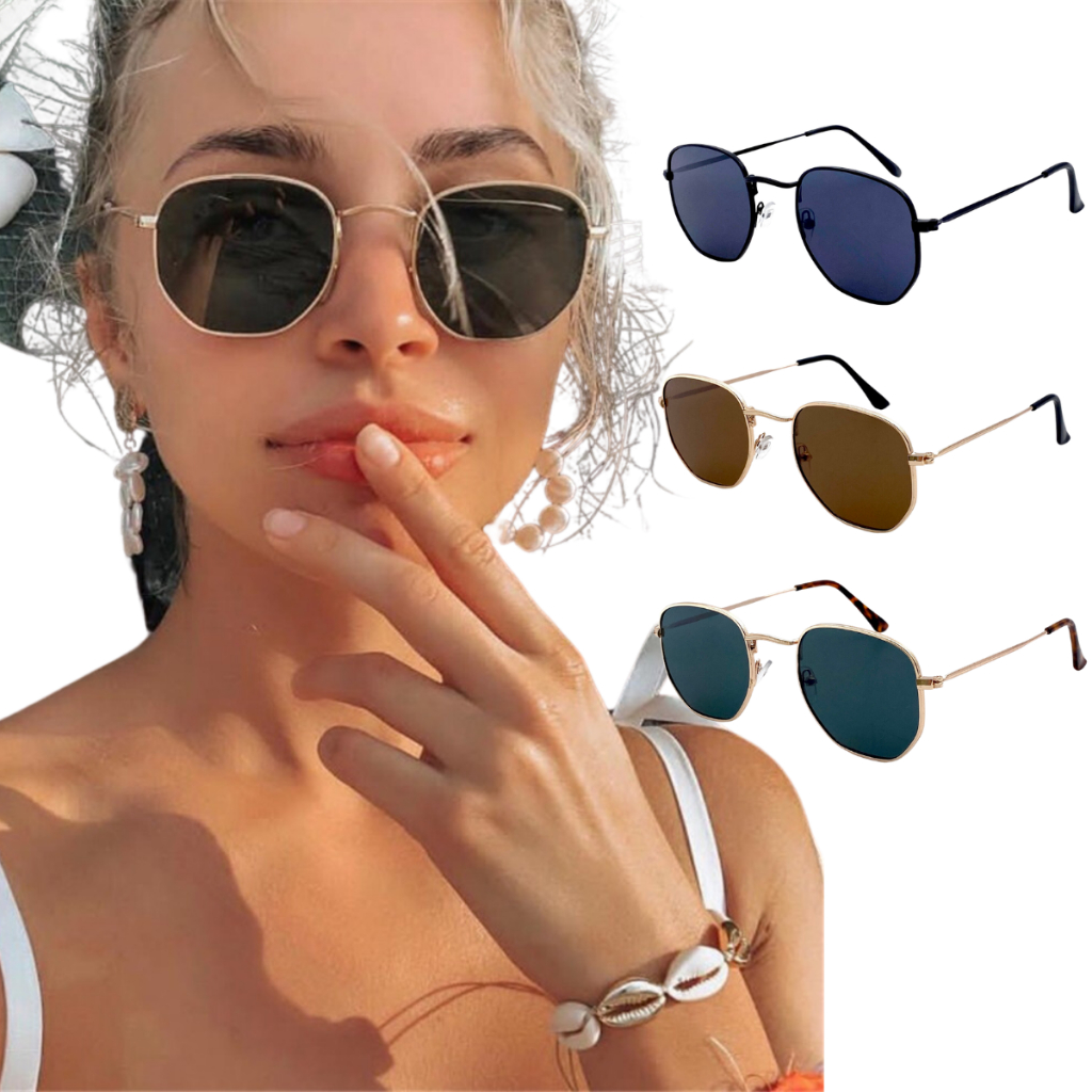 Óculos De Sol Masculino Feminino Hexagonal Original RF8820