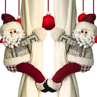 Papai Noel Decoração Enfeite de Natal Segura Cortina