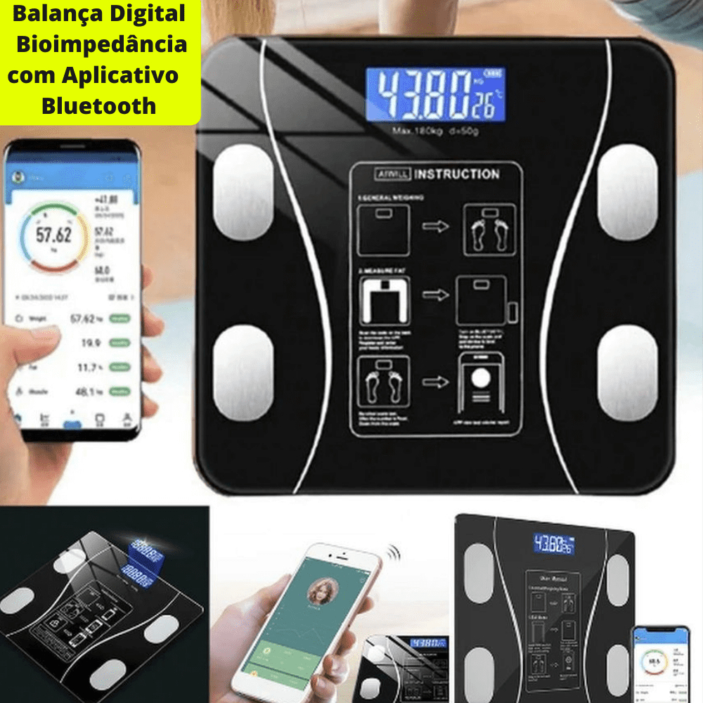 Balança Digital Bioimpedância Com Aplicativo Bluetooth 180kg