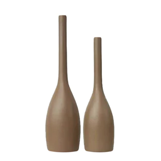Vaso De Cerâmica Garrafa Dupla Marrom Claro Colonial Decoração Sala Escritório Ambientes