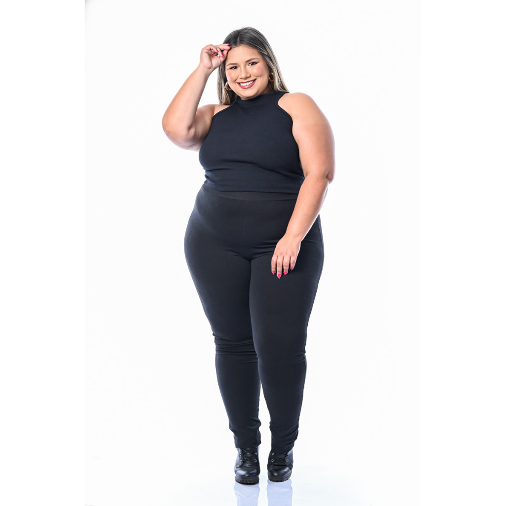 Calça Legging Plus Size Empina Bumbum Cós Alto Modeladora