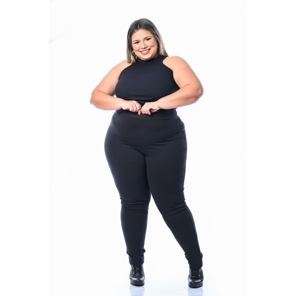 Calça Legging Plus Size Premium Cós Alto Modela Cintura