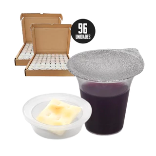 Kit Cálice Santa Ceia PERSONALIZADO Pronto com Suco de Uva integral e Pão Ázimo 96 Unidades
