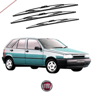 Kit 3 Limpador Fiat Tipo 1993 1994 1995 1996 1997 Palhetas Parabrisa Dianteiro + Traseiro Paletas De Ferro Original