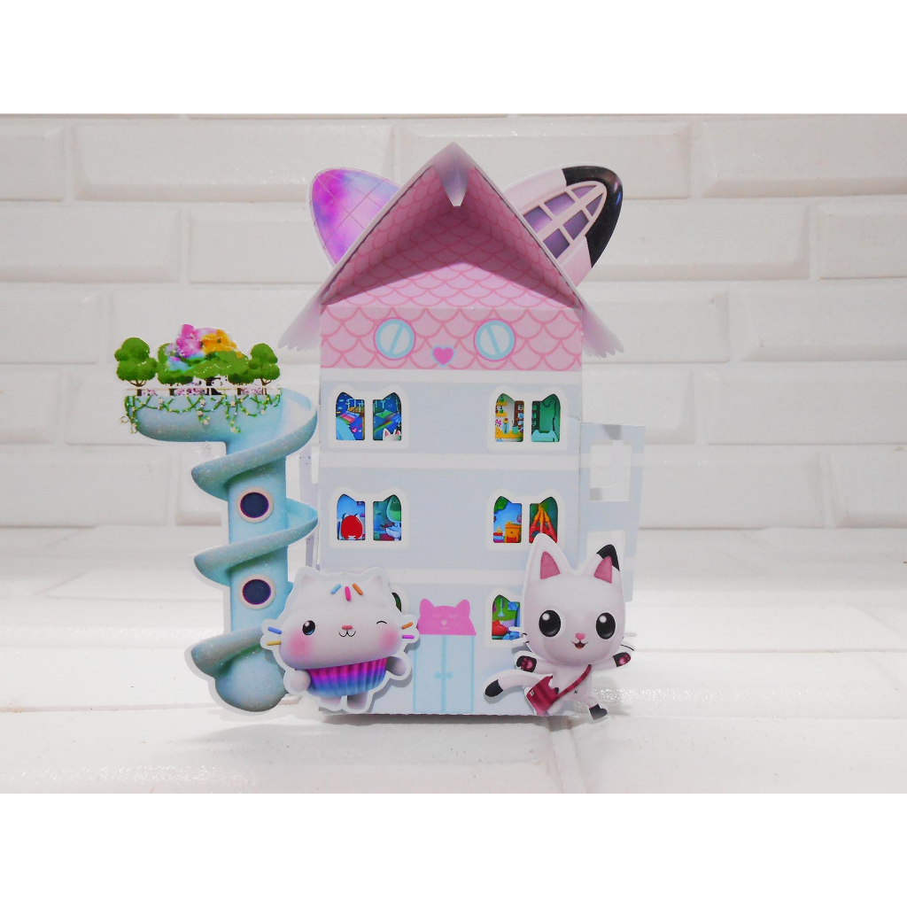 Kit com 5 Caixas Casinha Personalizadas A Casa Mágica da Gabby 3D