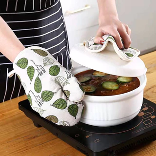 Kit Luva e Pegador Térmico de Forno Para Cozinha Conjunto Luva e Descanso de Panela Estampado Multiuso