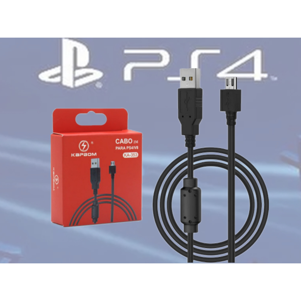 Cabo Carregador Com Filtro Usb V8 Para Controle Ps4