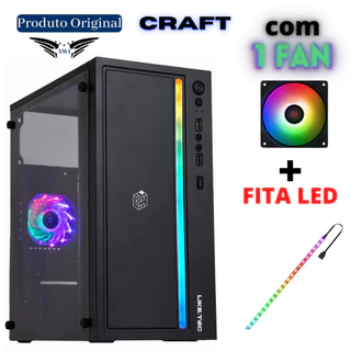 Gabinete Gamer Barato micro Atx Craft Lateral Transparente em Acrilico Com Fita Led e 1 Fan Original