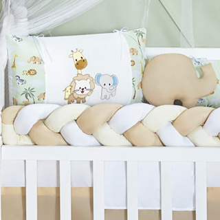 Kit Berco Padrão 11 Peças Bichinhos Slim Babymagia Neutro Lateral e Trança Estampado