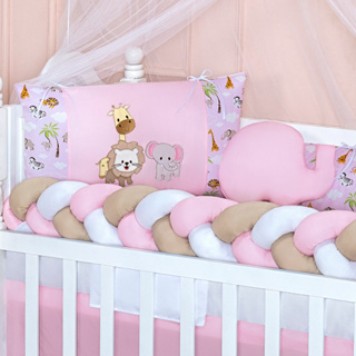 Kit Berço Completo Rosa e Azul 11 Peças Lindo Slim Estampado Americano e Nacional