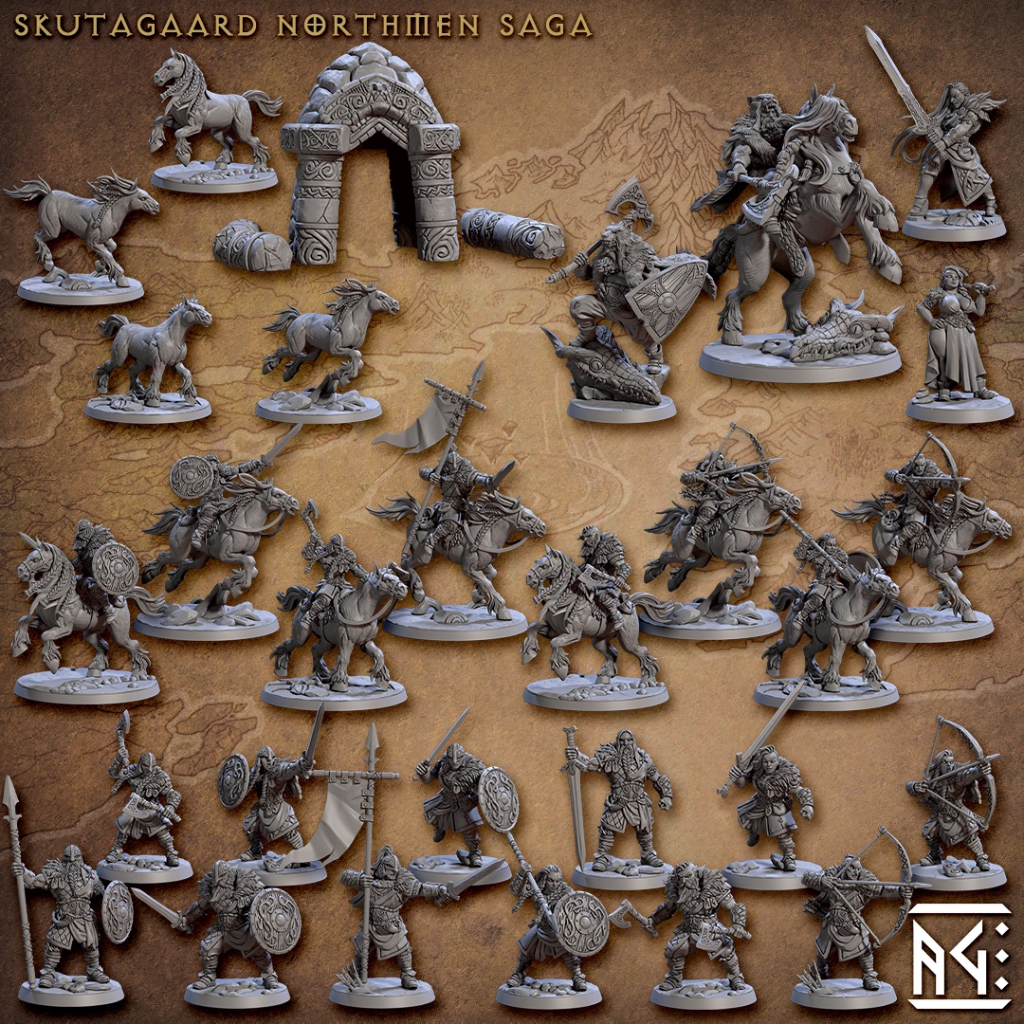 Miniaturas Vikings - Skutagaard Northmen Saga para RPG, Zombicide, D&D