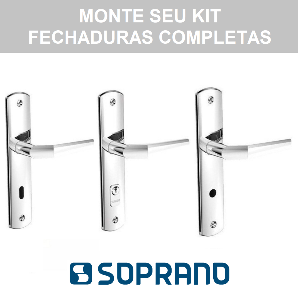 Fechaduras Completas Popline Porta Banheiro Interna Externa Ipanema Cromada Soprano