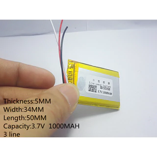 Bateria 503450 1000mah 5mmx34mmx50mm 3 Fios 3,7v