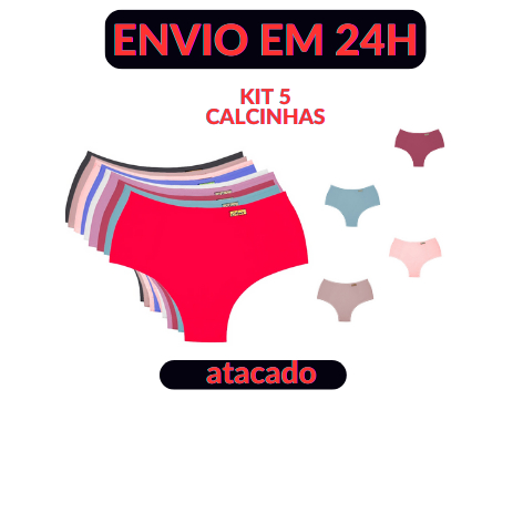 Kit 5 Calcinhas Feminina Plus Size Cós Alto Modeladora Direto Da Fabrica Revenda Lisa
