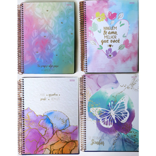 Caderno Feminino 10 Matérias com Adesivos