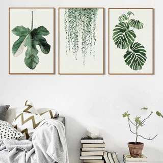Kit 3 Quadros Com Folhagem Flor Plantas Para Cozinha Sala Quarto