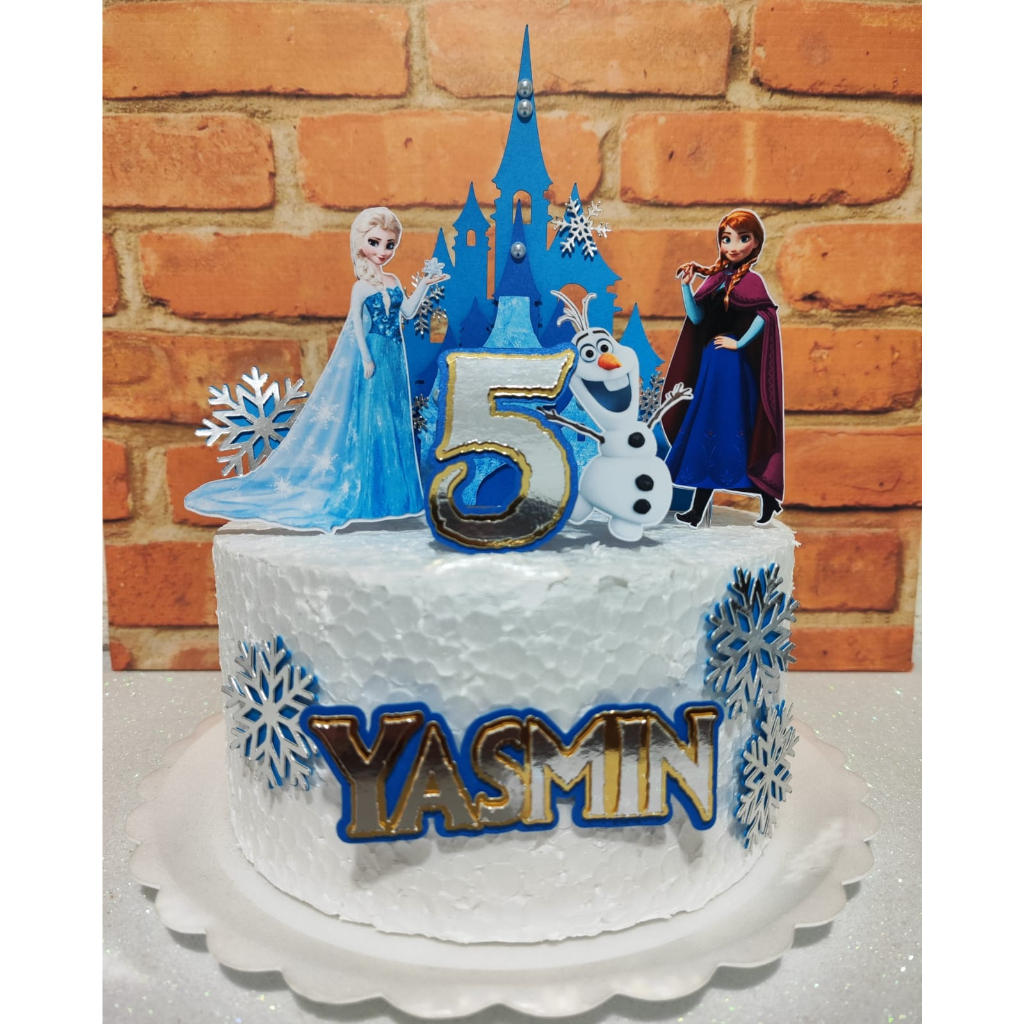 Topo de Bolo Frozen 3D + Pesonalizados