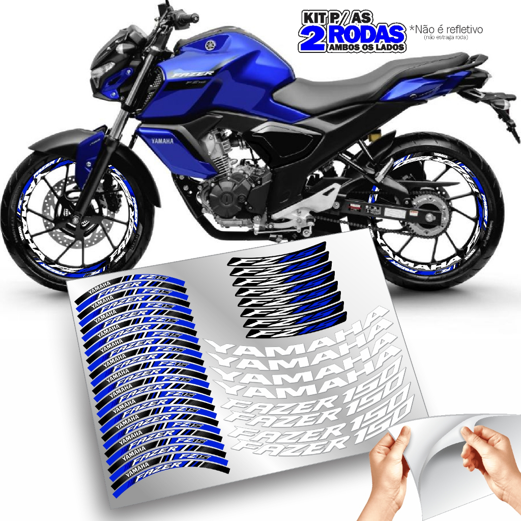 Adesivo Fazer FZ15 Yamaha P Roda Kit Com Friso Não Refletivo | Shopee ...