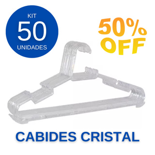 Kit 50 Cabide acrílico TRANSPARENTE Cabide Reforçado para roupas adulto Cristal envio imediato promoção