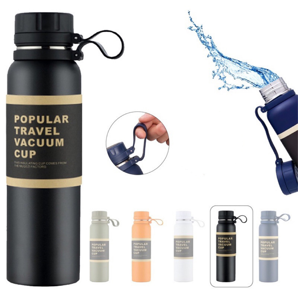 Garrafa Térmica Compacta 750ML Aço Inox Com Tampa E Alça Camping