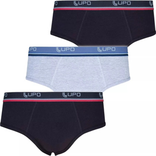 Kit 3 Cuecas Lupo Slip Tradicional Masculina Adulto Algodão Original