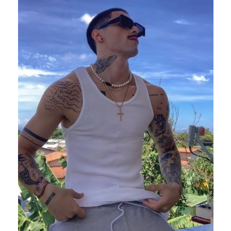 Regata Masculina Branca Preta Tecido Premium Cinza de Academia Justa Canelada Estilo Americana HIP HOP Rapper Unissex