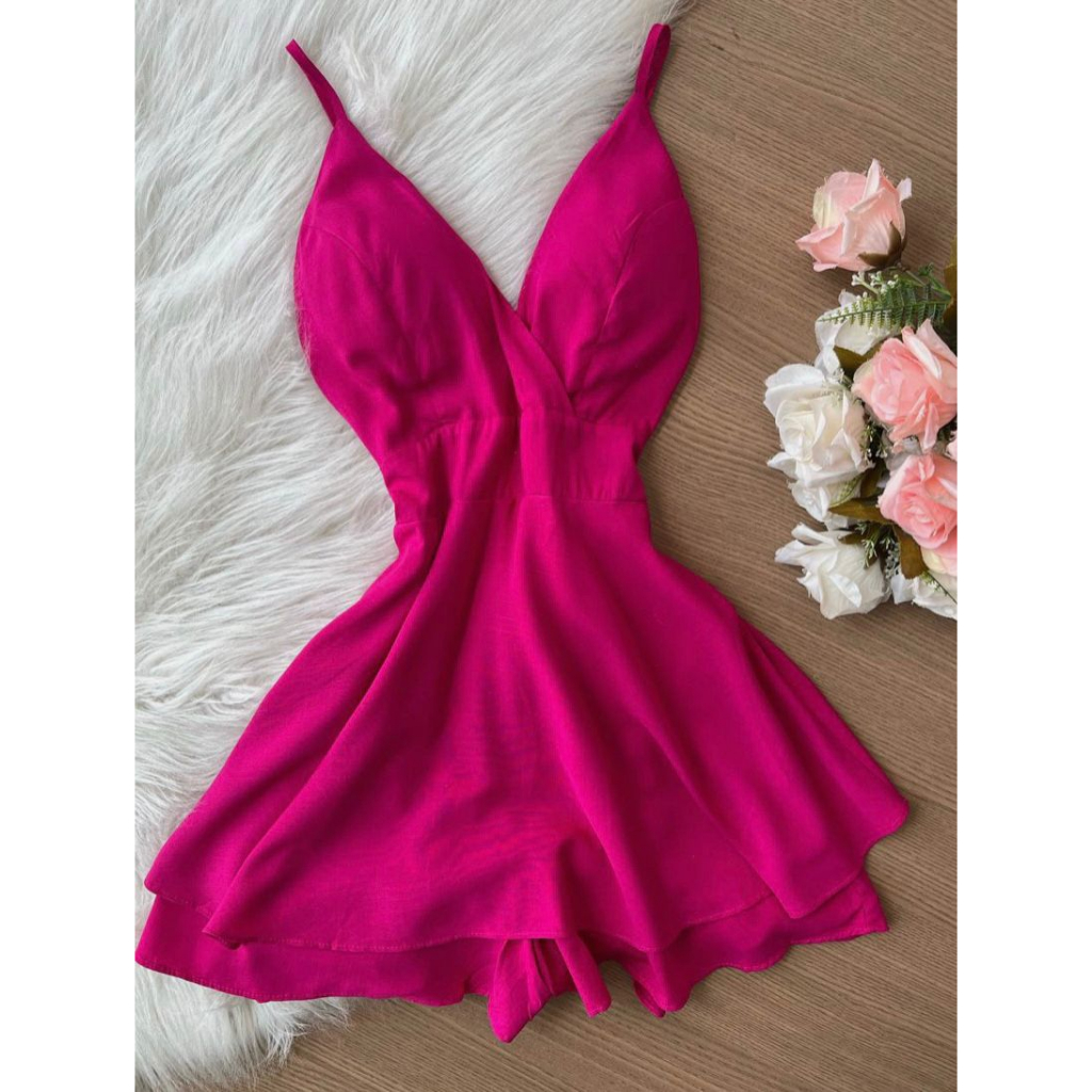 Macaquinho Vestido Feminino Curto Soltinho | Shopee Brasil
