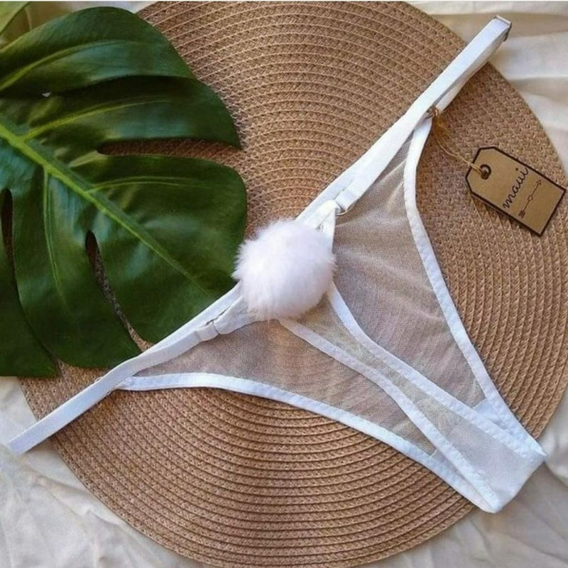 Calcinha Coelho de Tule Sexy com PomPom