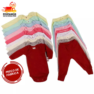 Kit body Bebê 3 peças, Manga Longa, Manga Curta E Calça Roupas de