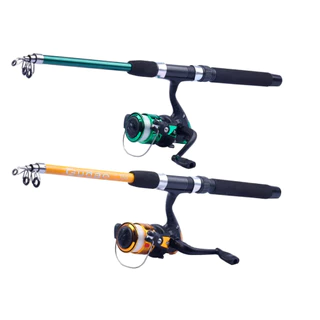 Kit Completo com 2 Vara Telescópica + 2 Molinete + linha + caixa com Acessórios Barato Pesca