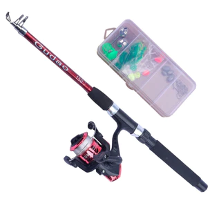 Kit Completo Vara Telescópica + Molinete + linha + caixa com Acessórios Barato Pesca