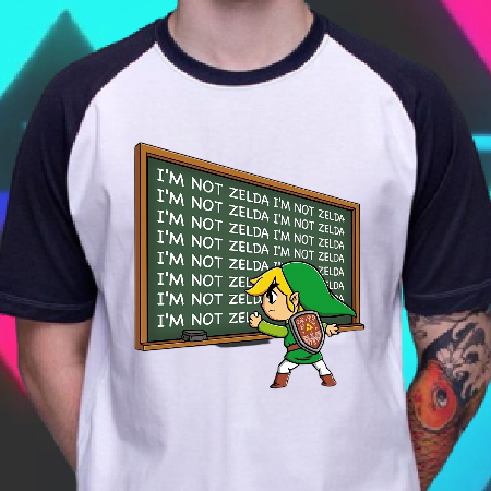 Camiseta masculina Legends Never Die Link Zelda Arte Camisa Blusa
