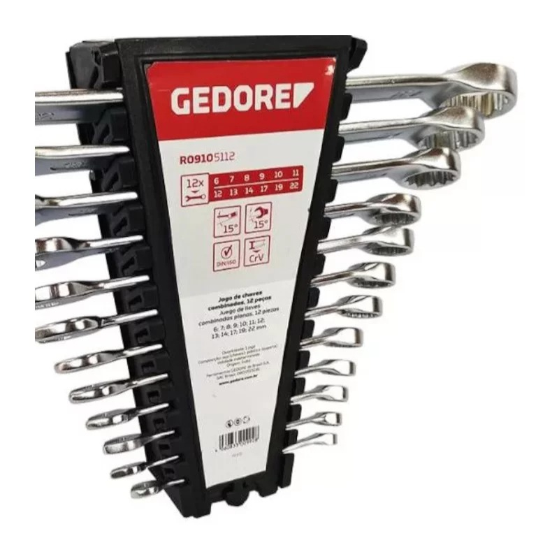 JOGO DE CHAVES COMBINADAS 6MM A 22MM COM 12 PEÇAS R09105112 GEDORE RED