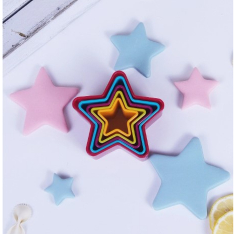 Kit Cortador Molde Estrela 5 Peças Biscuit Biscoito Pasta Am