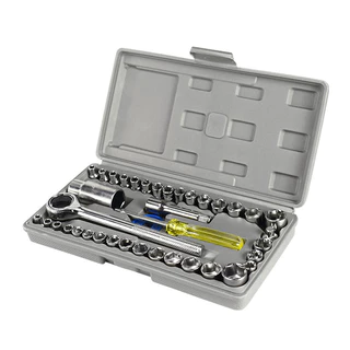 Kit Ferramentas Completos 40 Peças Jogo De Soquetes Pito Chave Catraca Reversível Com Maleta