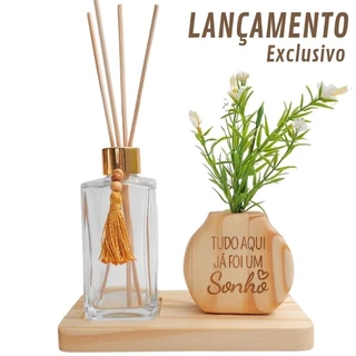Kit Aromatizador Difusor de Ambiente Decoração Enfeite Sala Lavabo Escritório Flores Artificiais