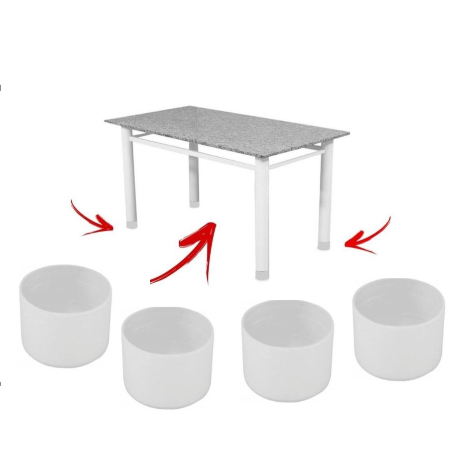 04 Peças- Ponteira Pe De Mesa Tubular 3'' Branca