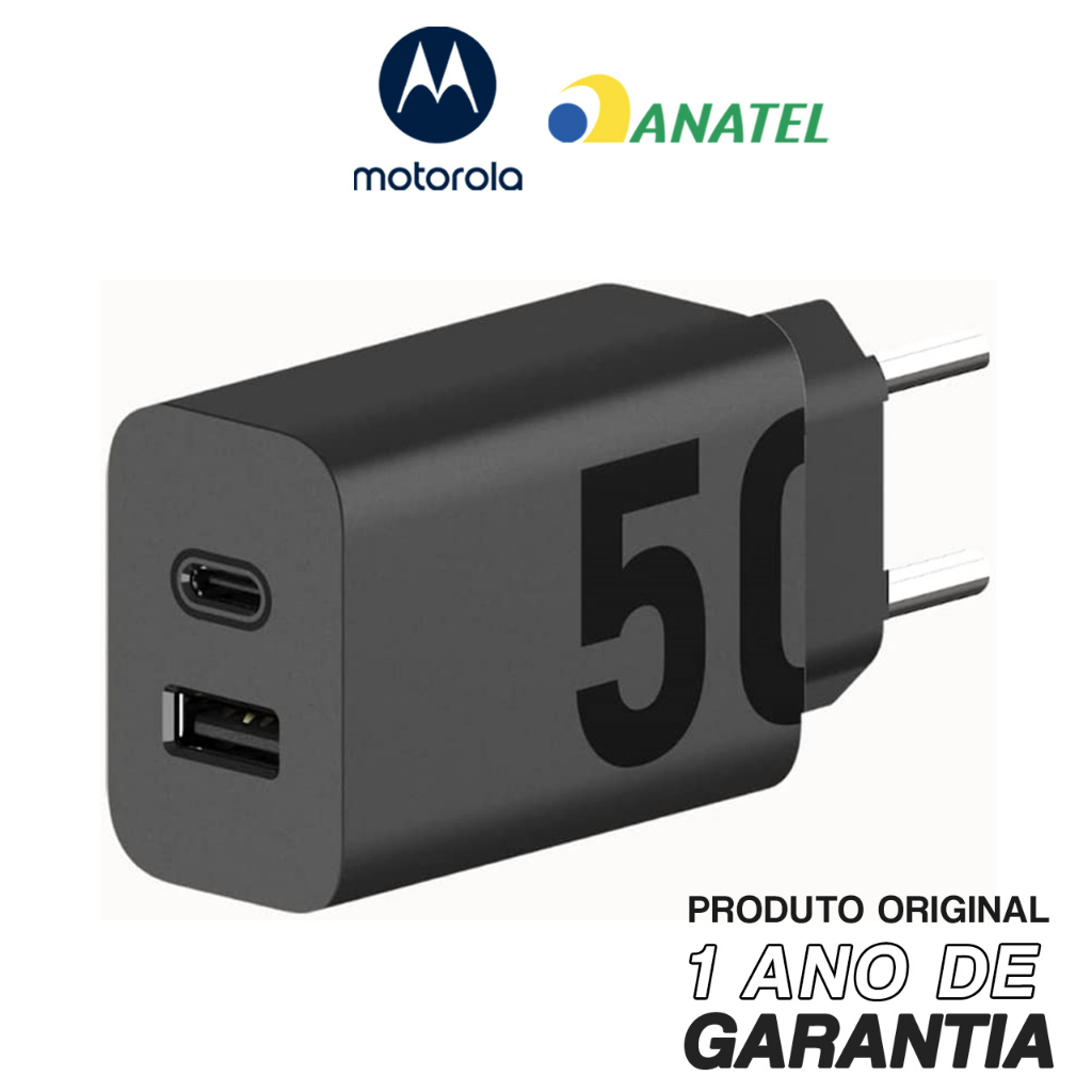 Carregador Portátil De Parede Motorola Turbo Power Duplo 50w Sem Cabo