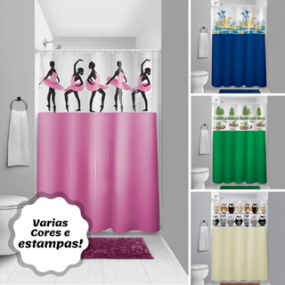 Cortina Box com Visor Em PVC Para Banheiro Anti Mofo Com Ganchos