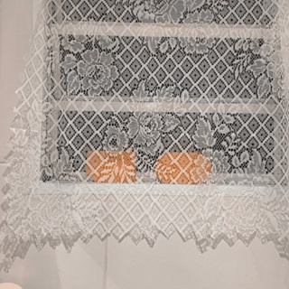 Cortina De Renda Branca Para Vitrô De Banheiro 1 Unidade romance