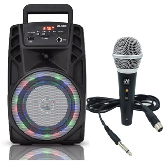 Caixa De Som Alto Falante Luz Led Portátil Bluetooth Karaoke C Microfone