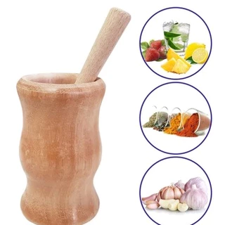 Pilão De Madeira Com Socador Para Alho Temperos Pilaozinho